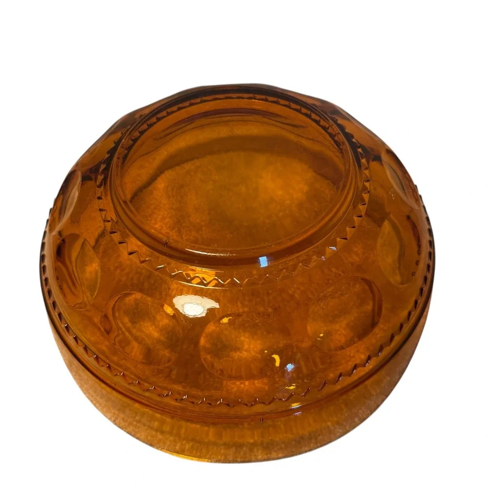 Vintage Amber King's Crown Thumbprint Glass Bowl Embossed Pattern Serving‎ Dish